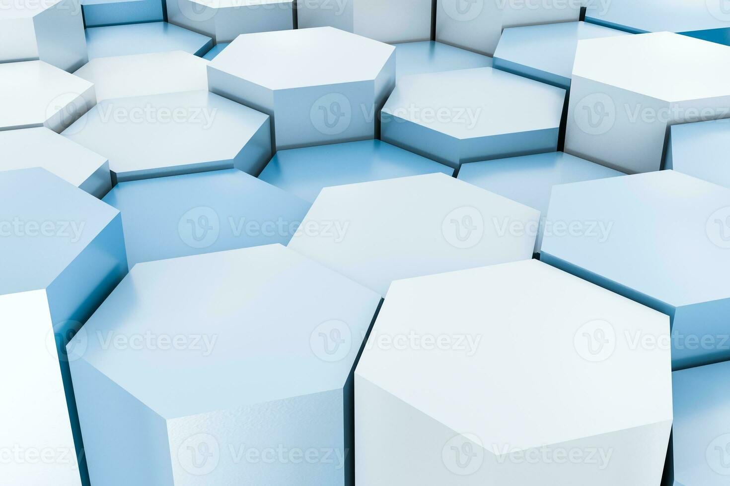 3d rendering, white hexagon cubes. photo
