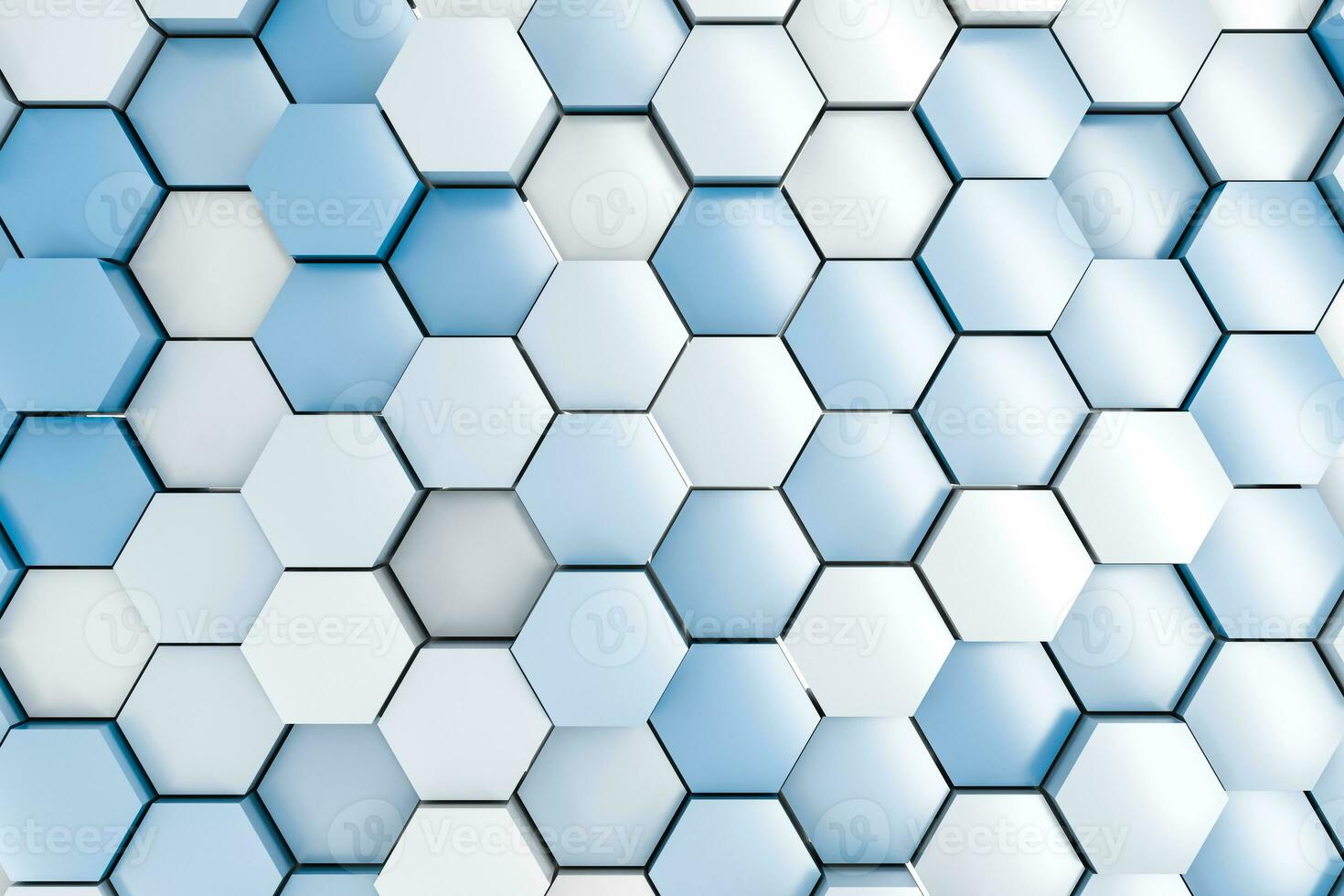 3d rendering, white hexagon cubes. photo