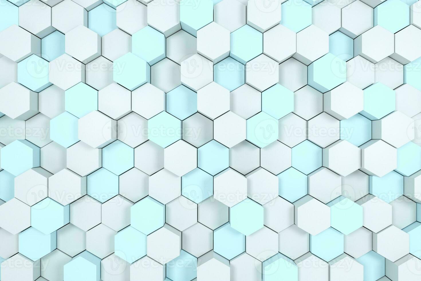 3d rendering, white hexagon cubes. photo