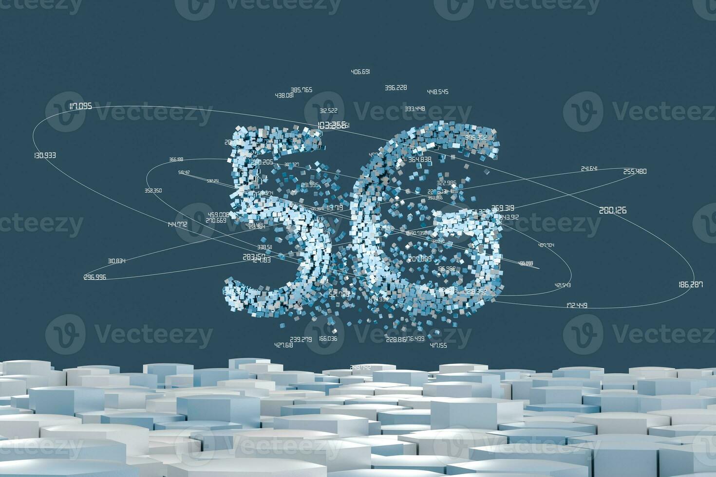 5G font design, 3d rendering photo