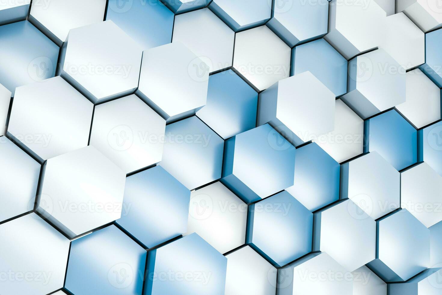 3d rendering, white hexagon cubes. photo