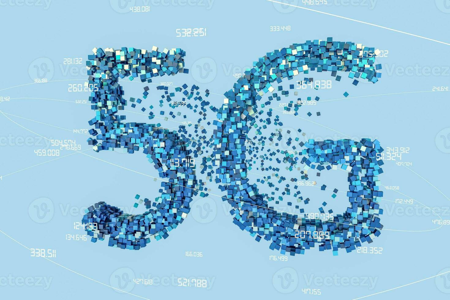 5G font design, 3d rendering photo