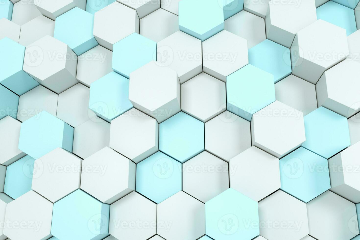 3d rendering, white hexagon cubes. photo