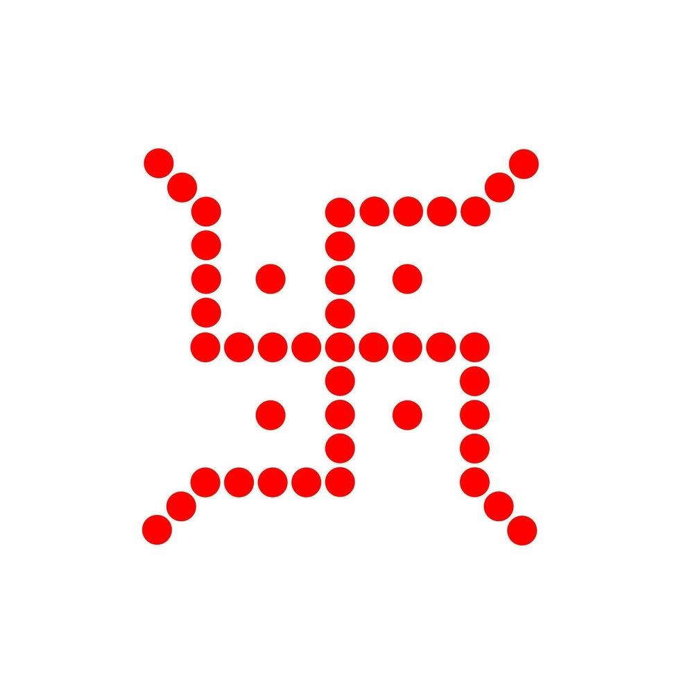 Swastika vector icon with red dots. Hindu holy symbol.