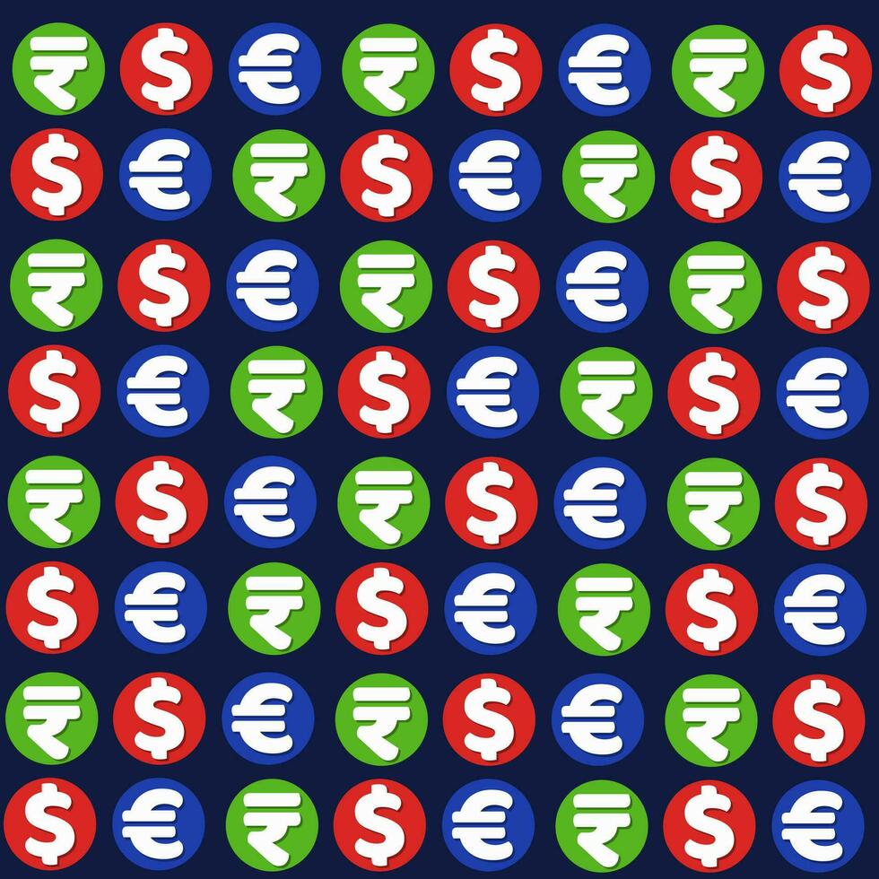 Rupees, dollar and Euro sign vector