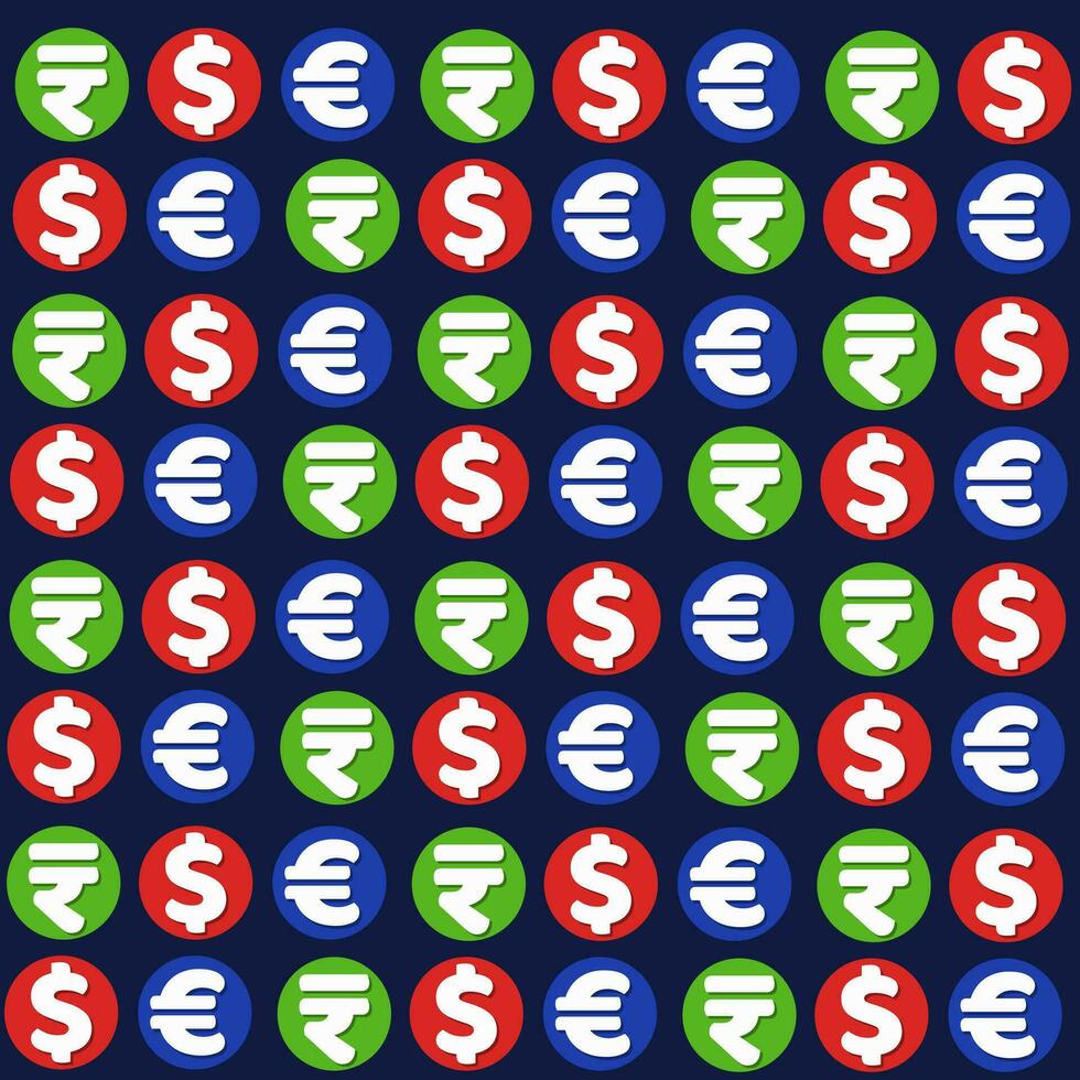 Rupees, dollar and Euro sign vector