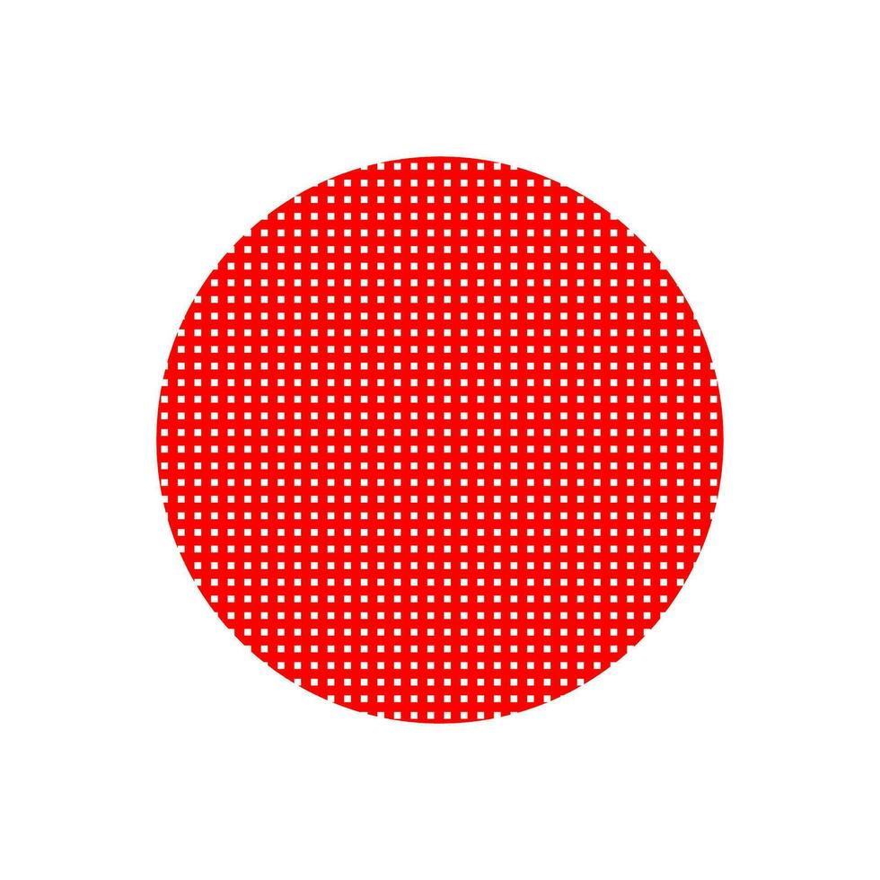 Red round mat vector icon. Red doted round.