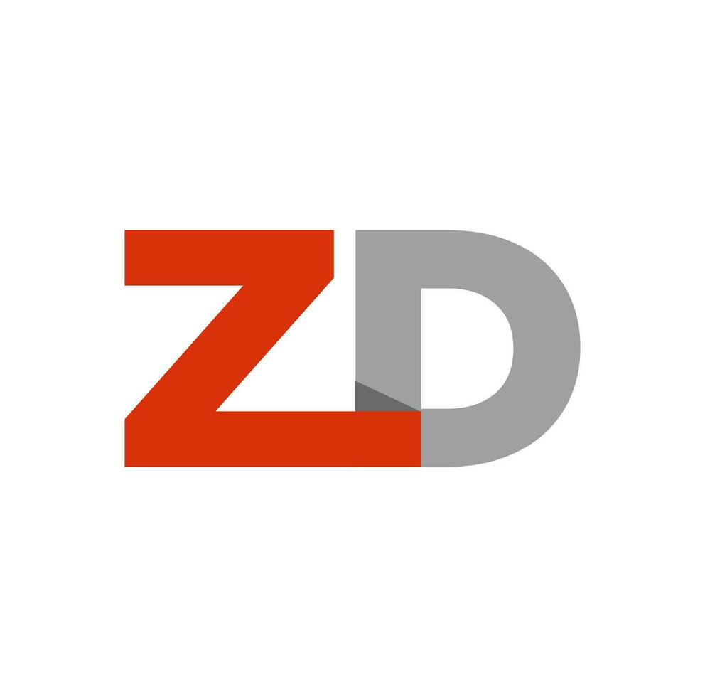 ZD brand name vector icon with red dot.