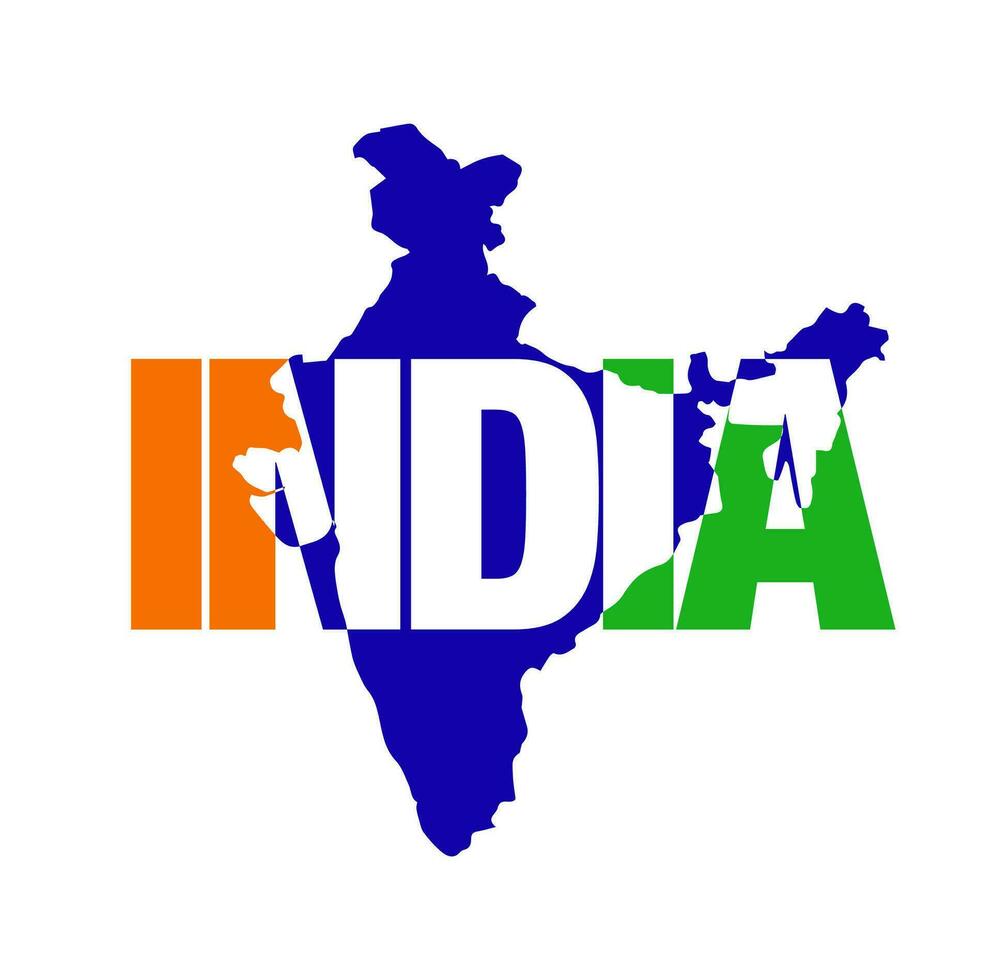 India mapa tipografía en indio bandera color. vector