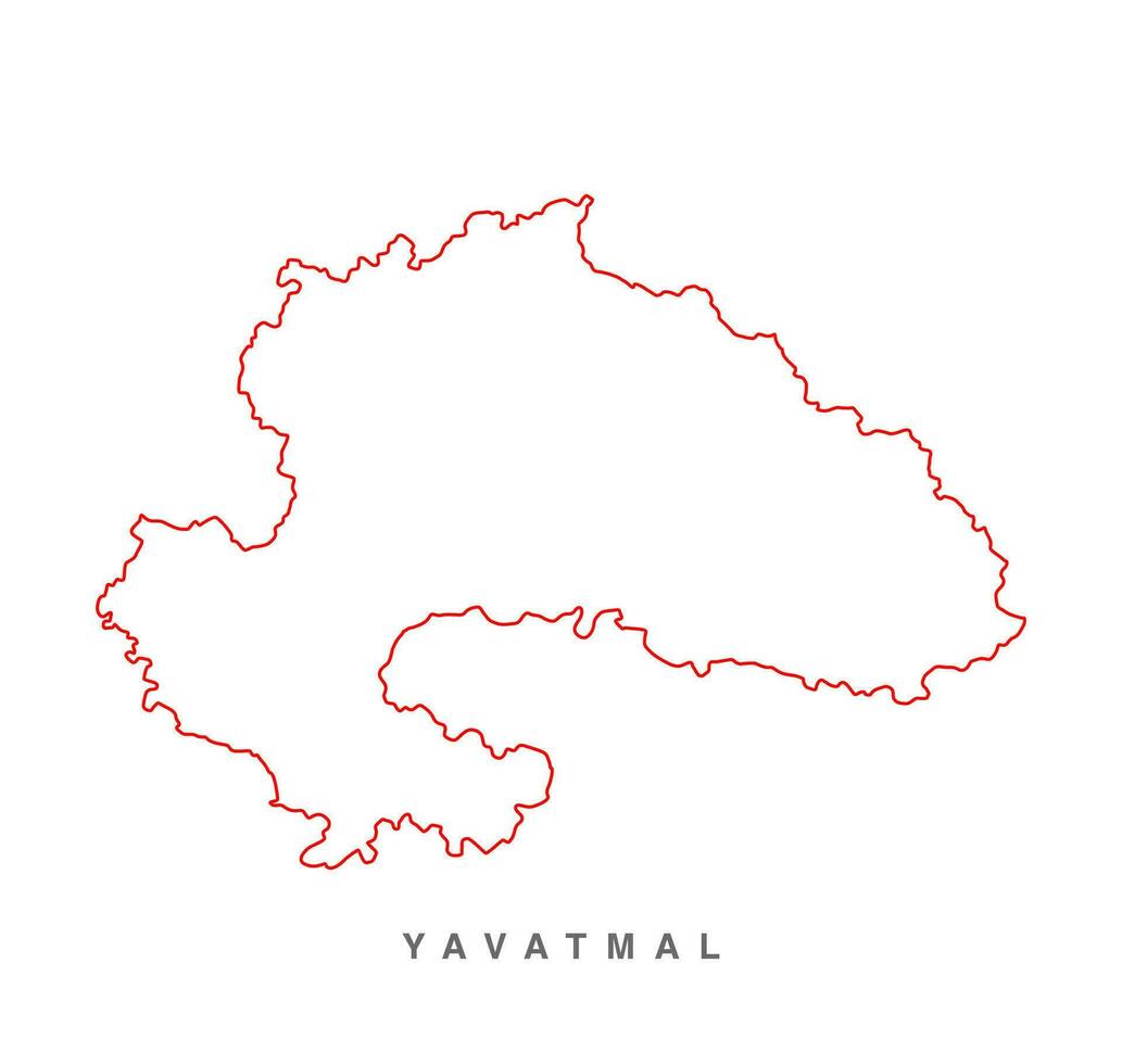 Yavatmal the Dist of Maharashtra vector map line drawing..