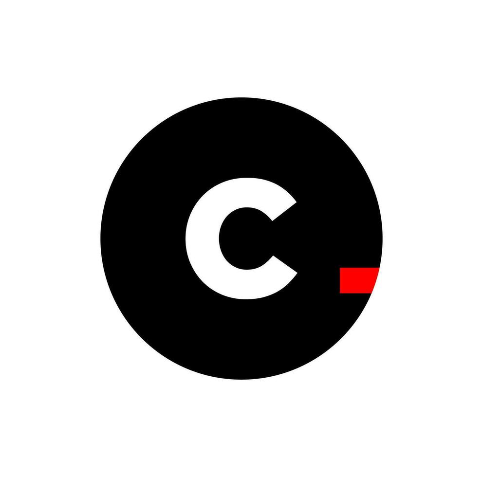 C brand name vector icon with red dot.