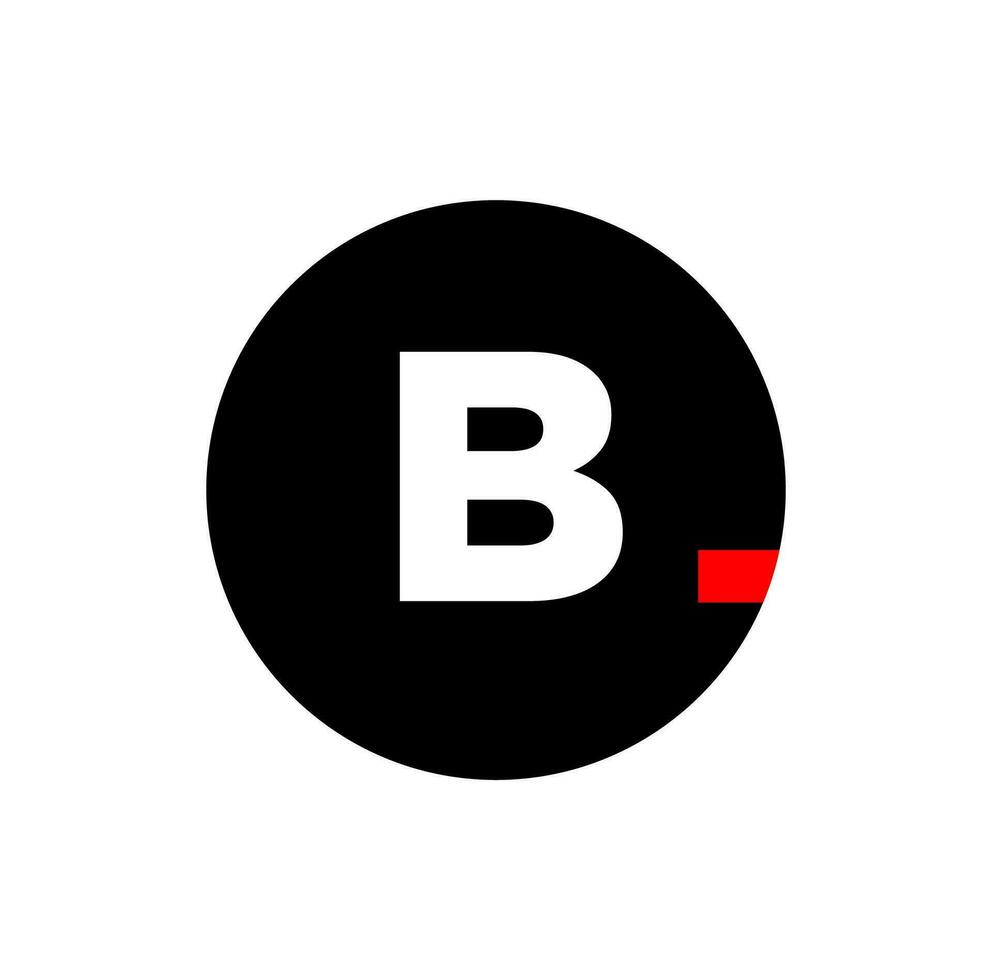 B brand name icon illustration with red dash. vector