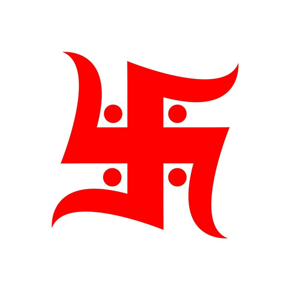 Red swastika vector icon. Hindu holy sigh swastika.