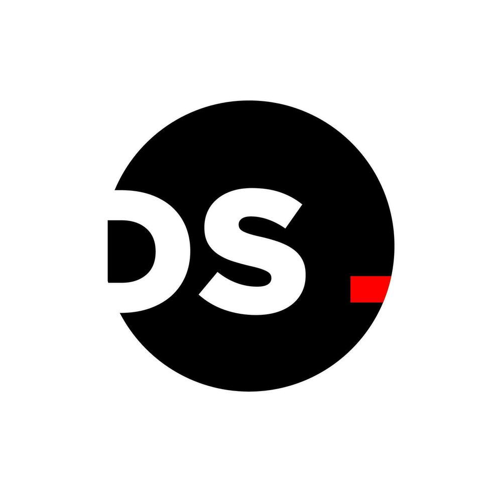 DS brand name vector icon with red dot.