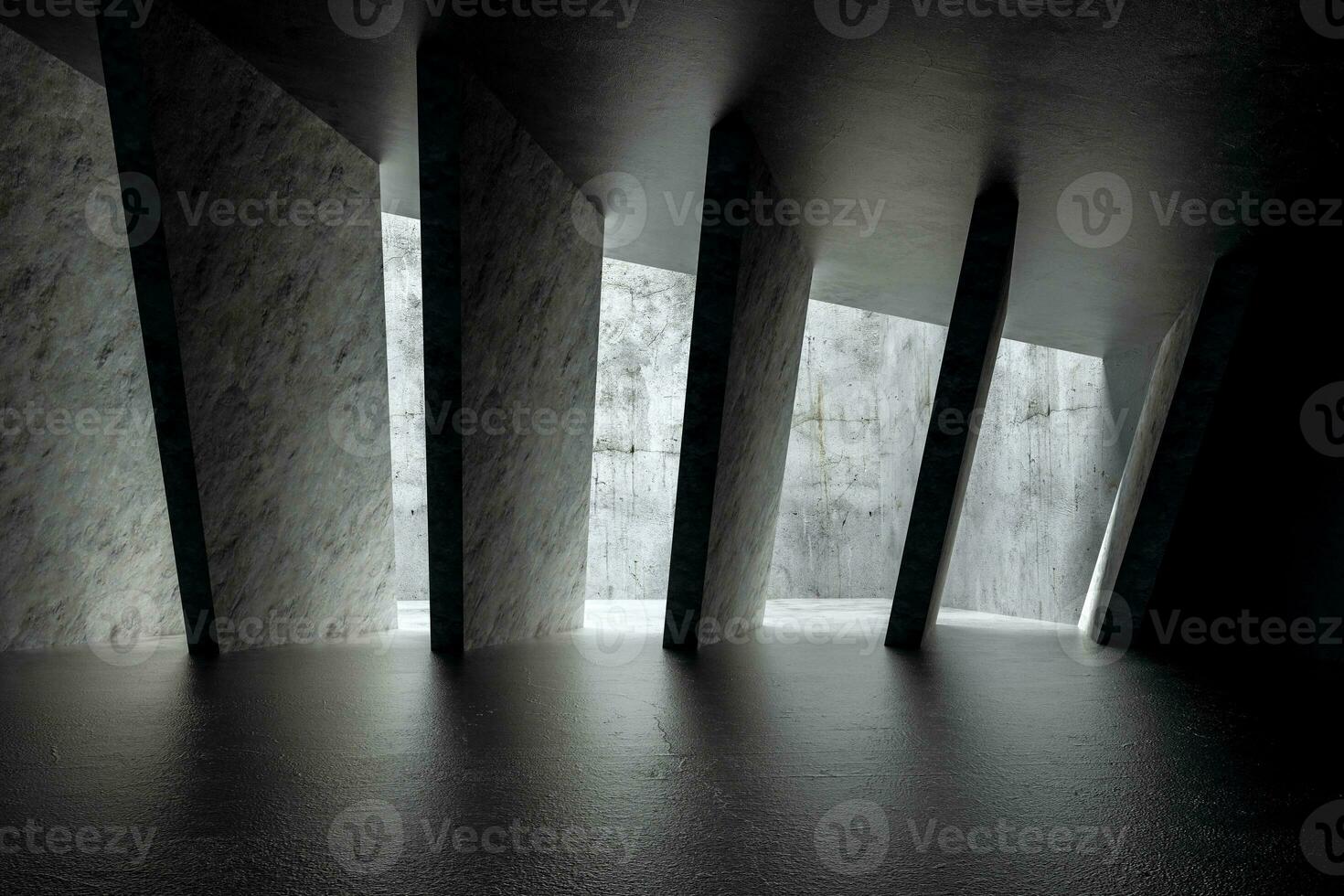 3d rendering, white interior building structure photo