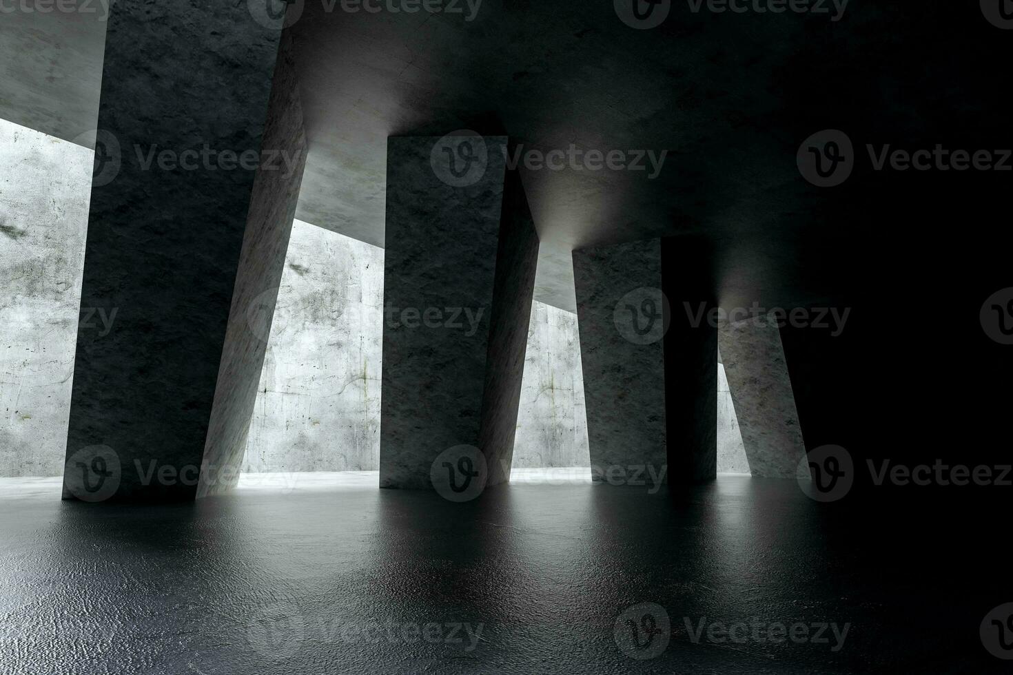 3d rendering, white interior building structure photo