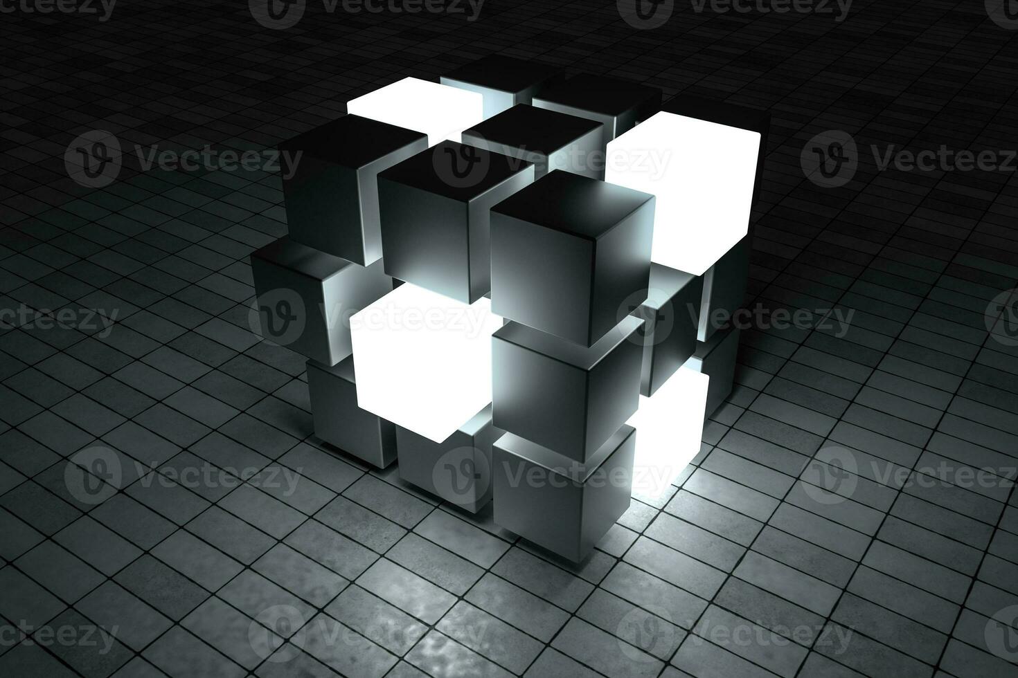 3d rendering, creative cubes with sense of science and technology photo