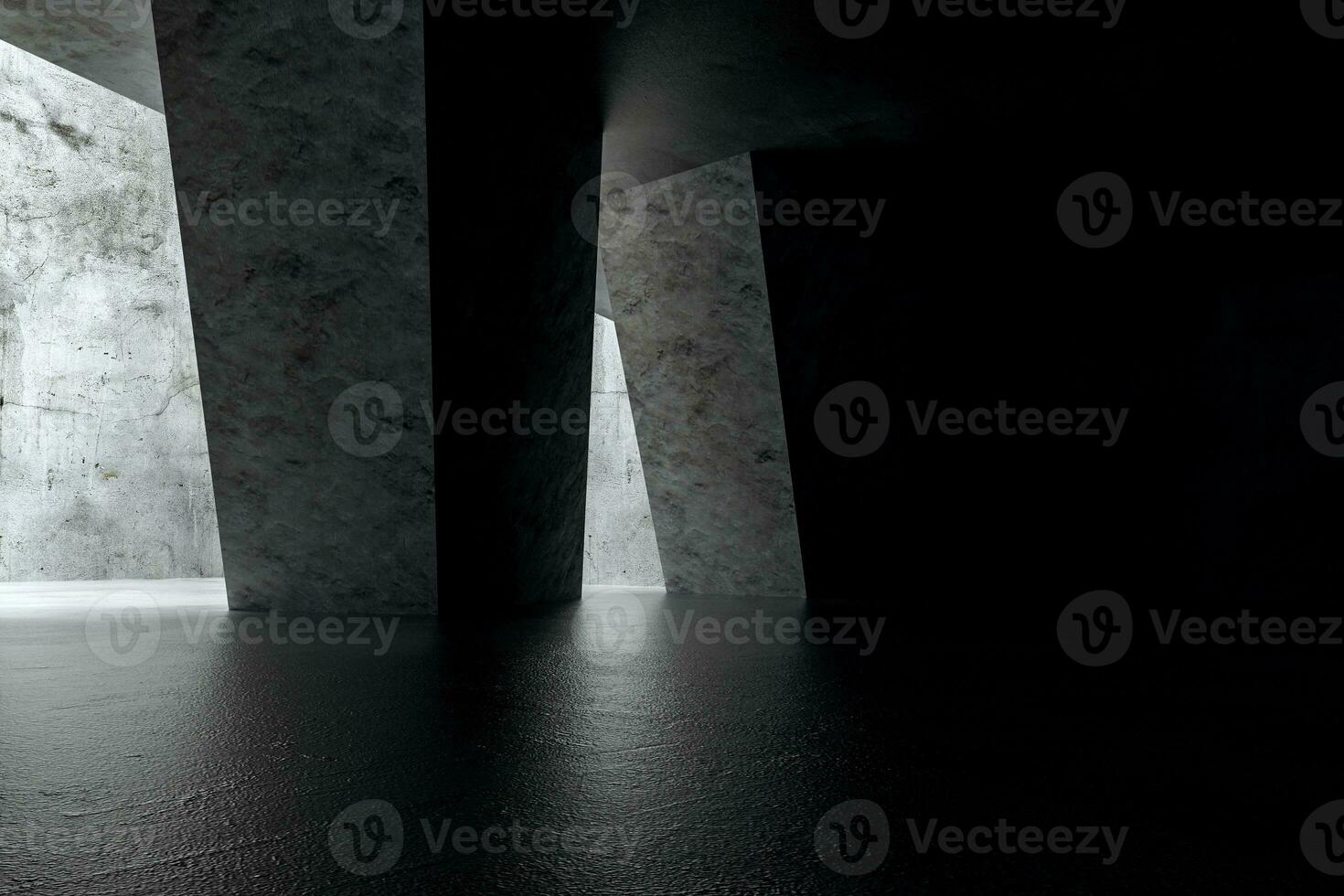 3d rendering, white interior building structure photo