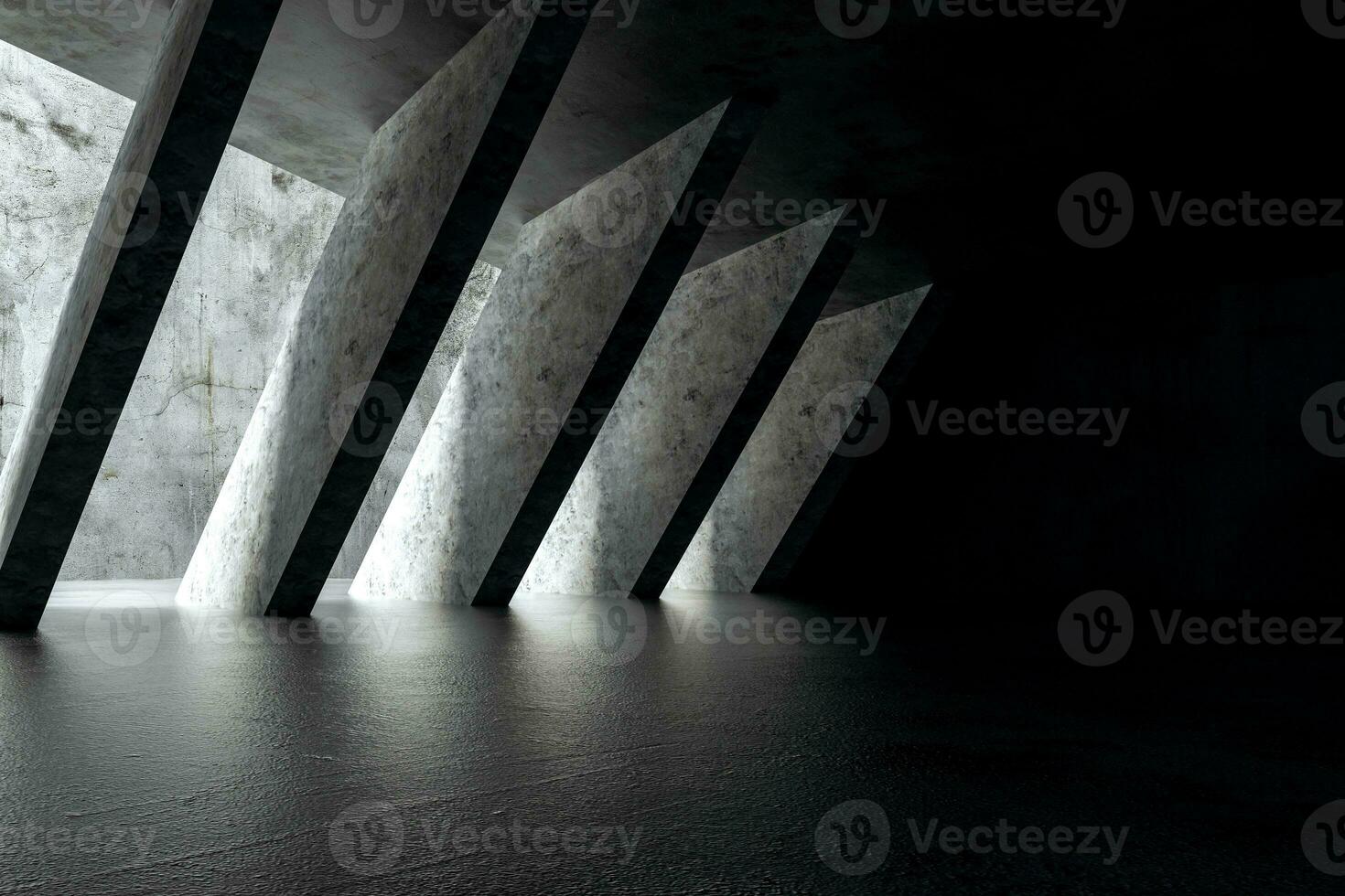 3d rendering, white interior building structure photo