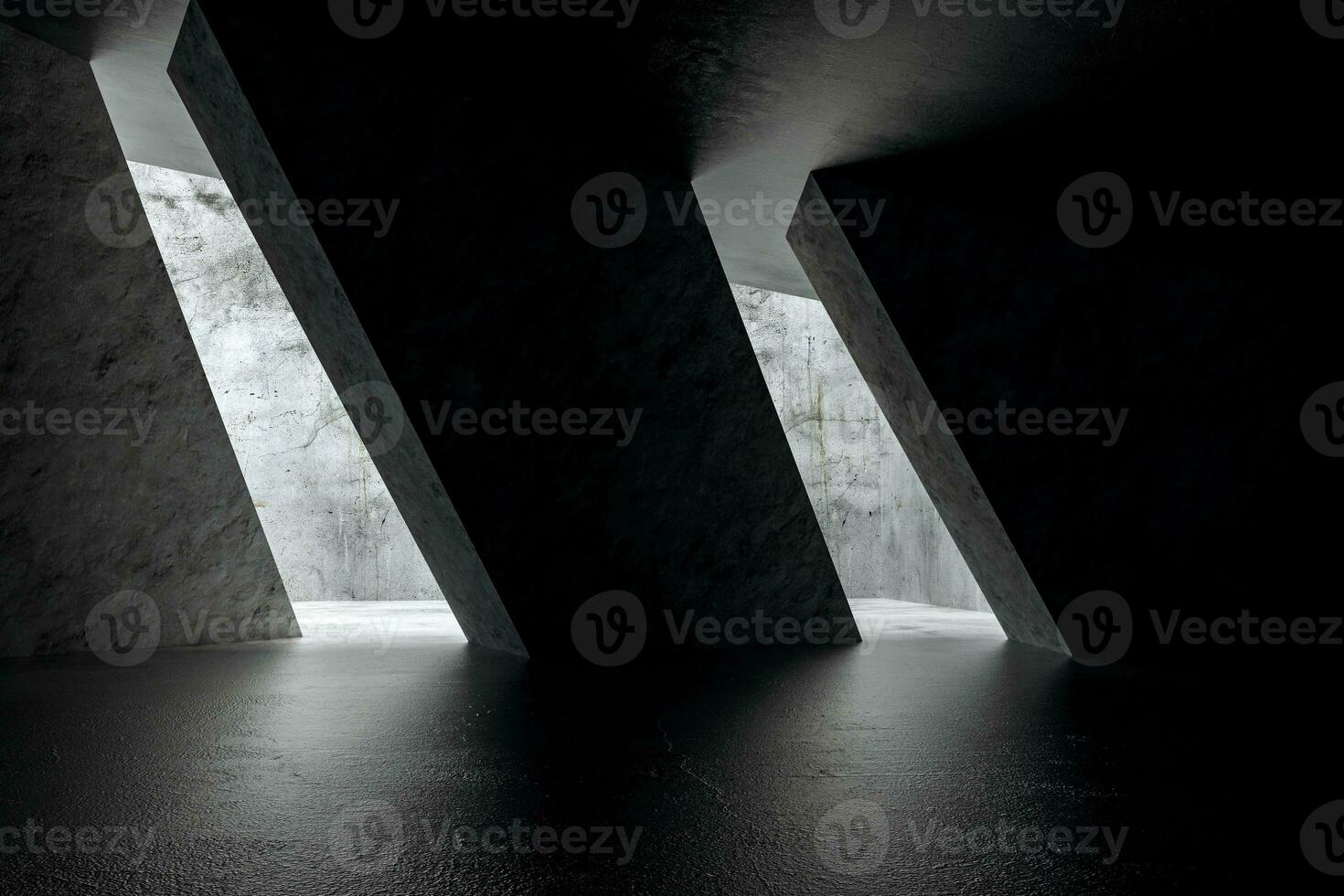 3d rendering, white interior building structure photo