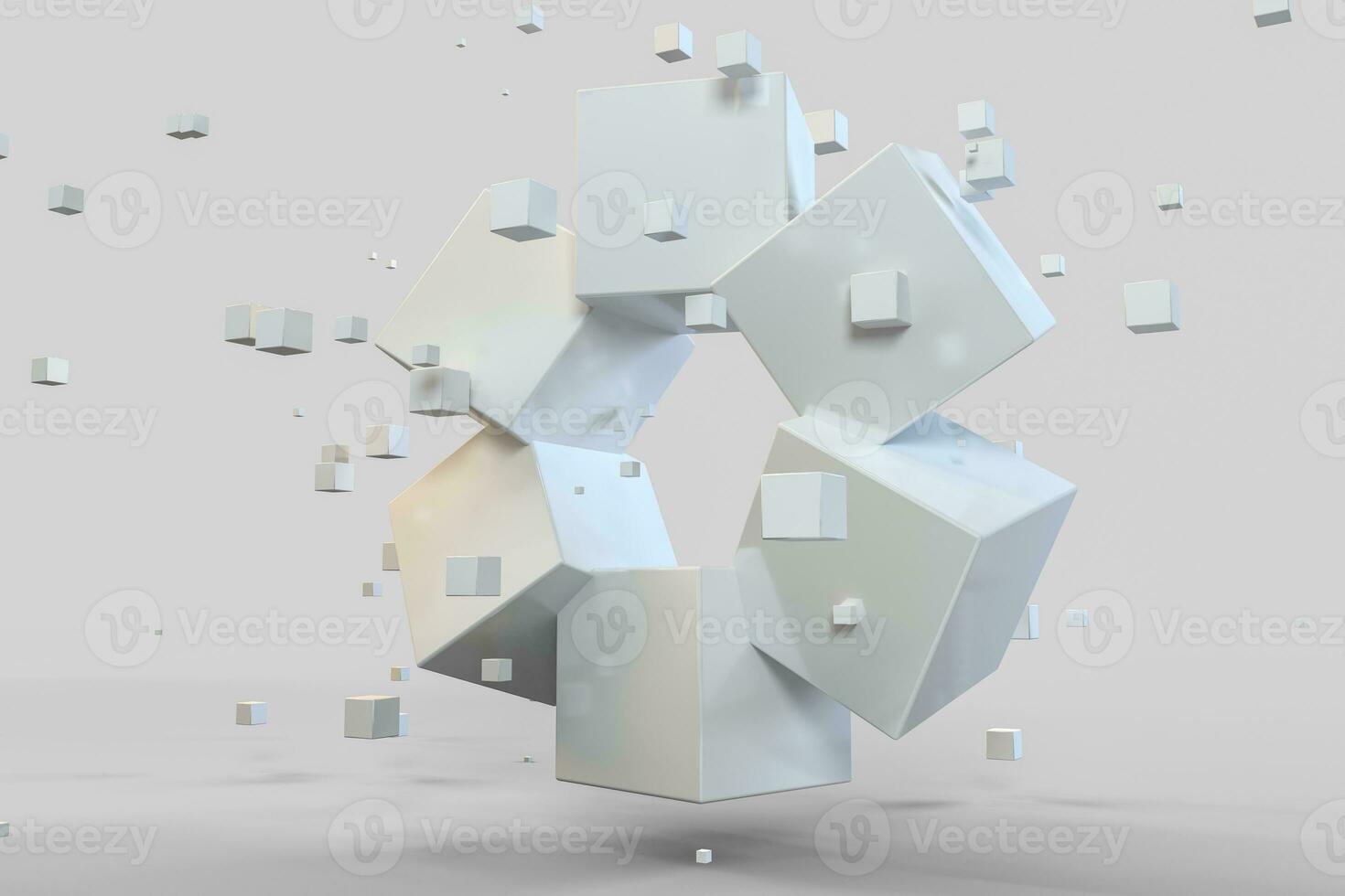 3d rendering, creative cubes with sense of science and technology photo