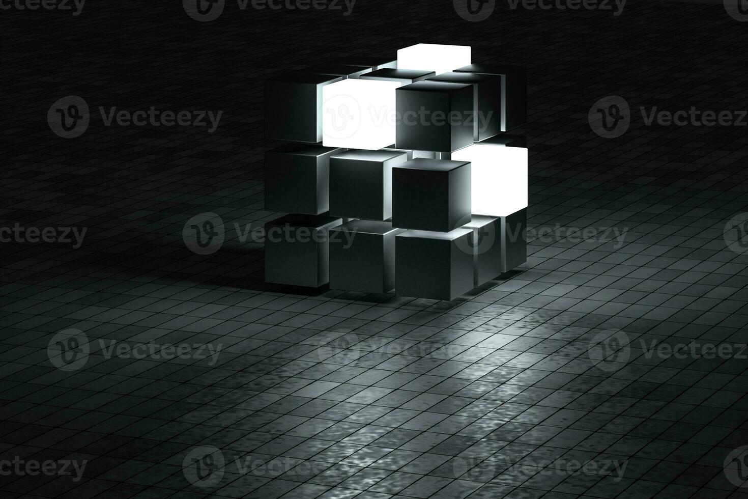 3d rendering, creative cubes with sense of science and technology photo