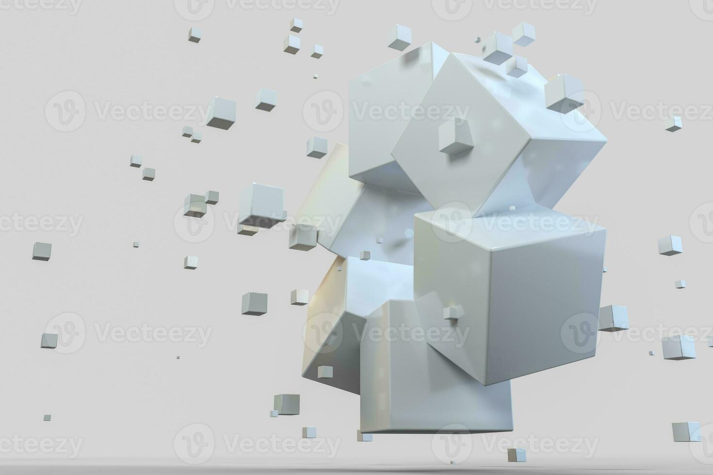 3d rendering, creative cubes with sense of science and technology photo