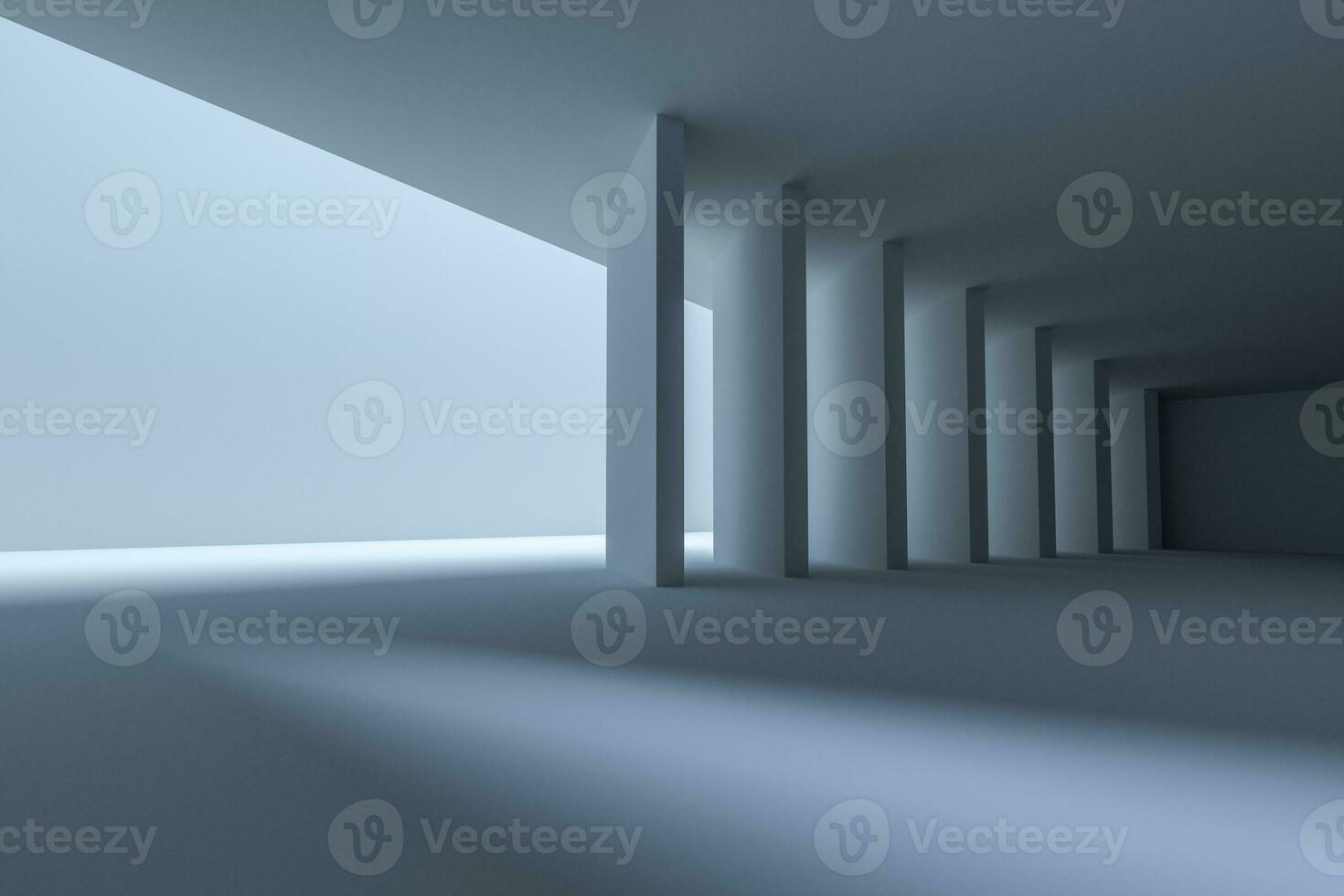 3d rendering, white interior building structure photo