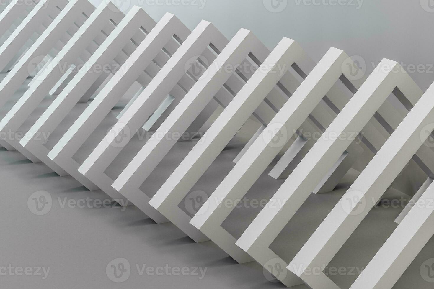 3d rendering, white interior building structure photo