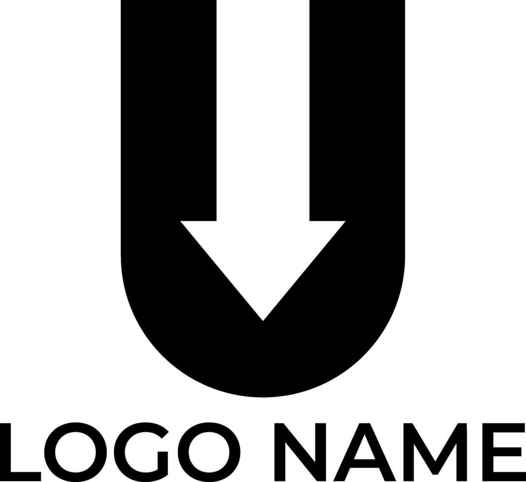 Letter U arrow symbol logo design vector