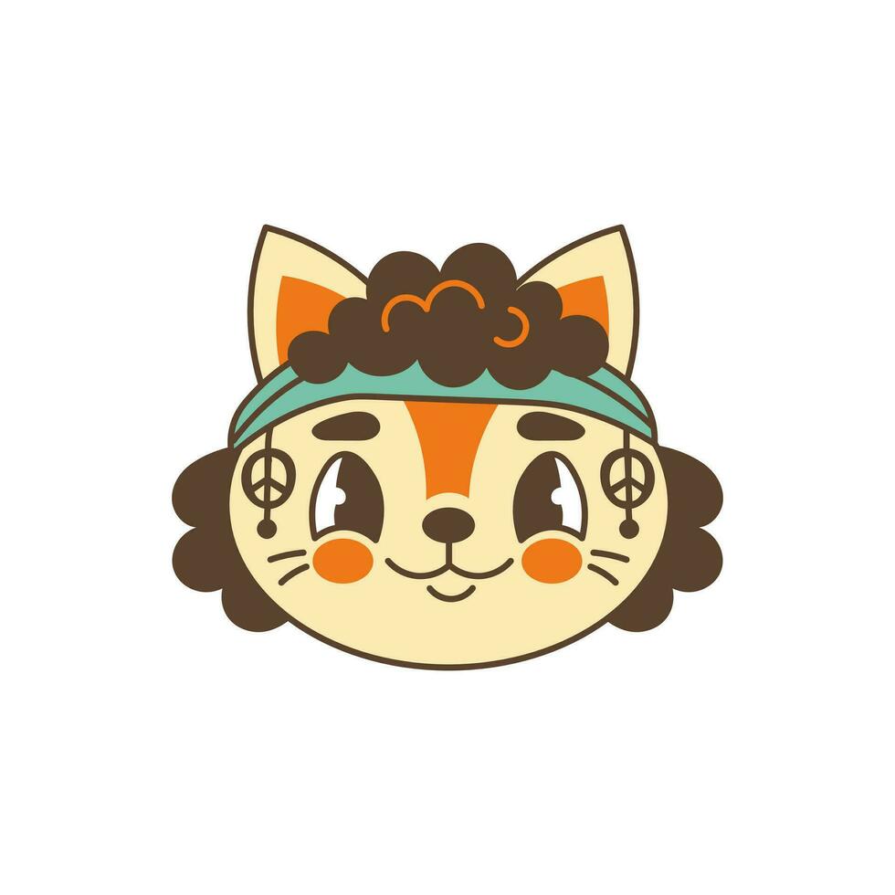 Hippie male cat print vector