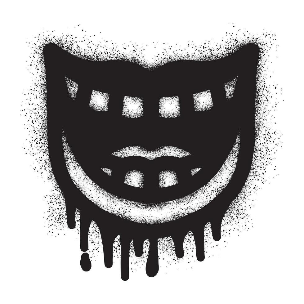 Laughing mouth graffiti with black spray paint vector