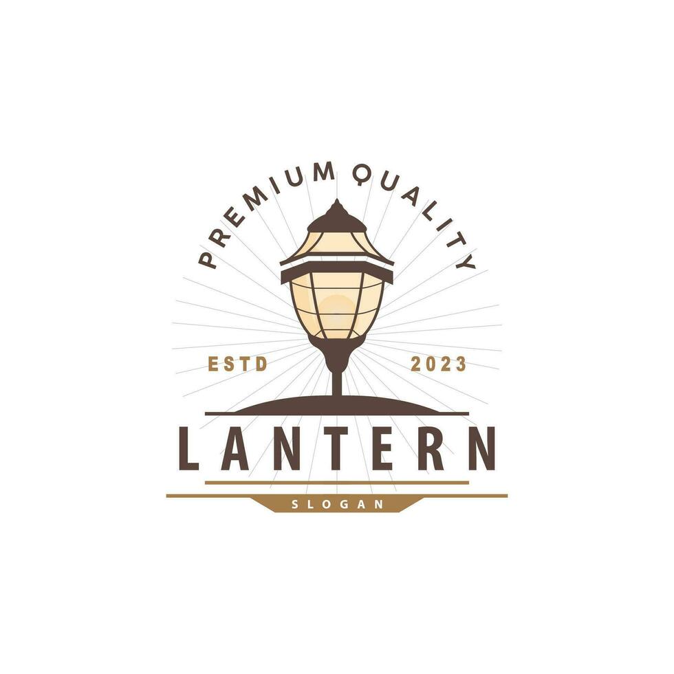 Lantern Logo Design Street Lamp Simple Classic Vintage Symbol Illustration Template vector