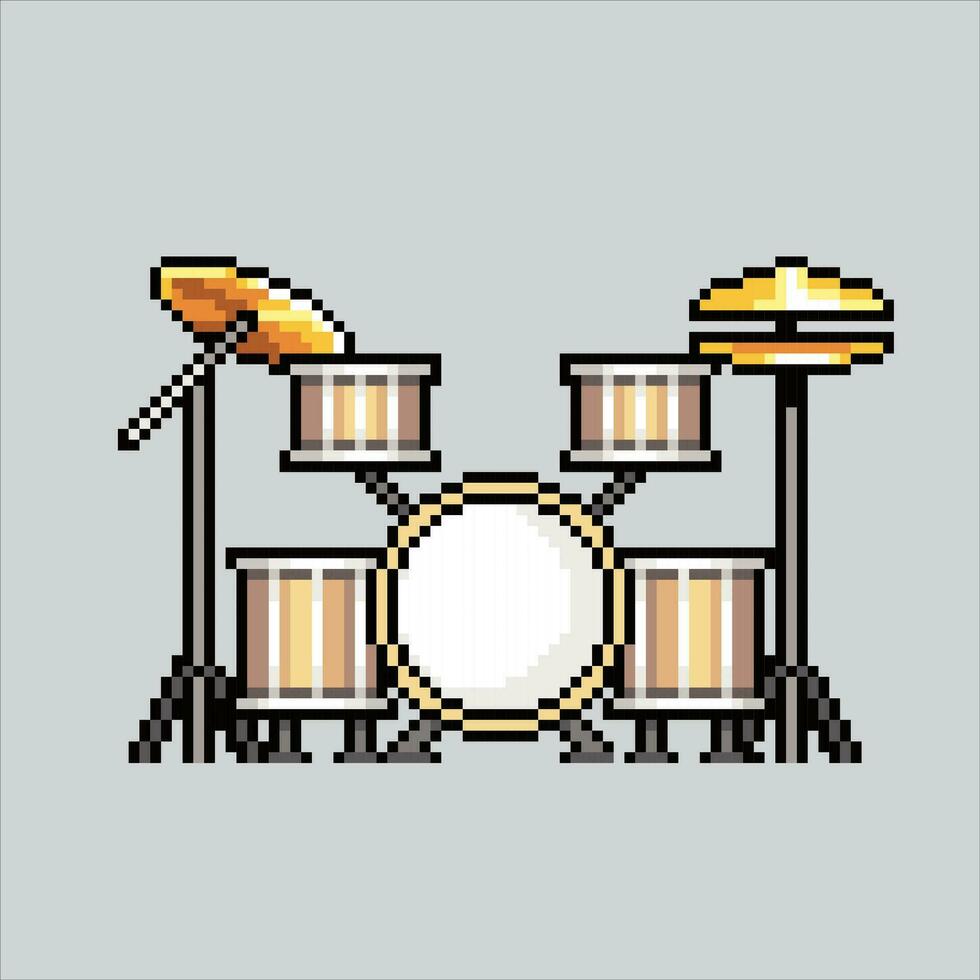 píxel Arte ilustración tambor colocar. pixelado tambor colocar. tambor conjunto instrumento música icono pixelado para el píxel Arte juego y icono para sitio web y vídeo juego. antiguo colegio retro vector