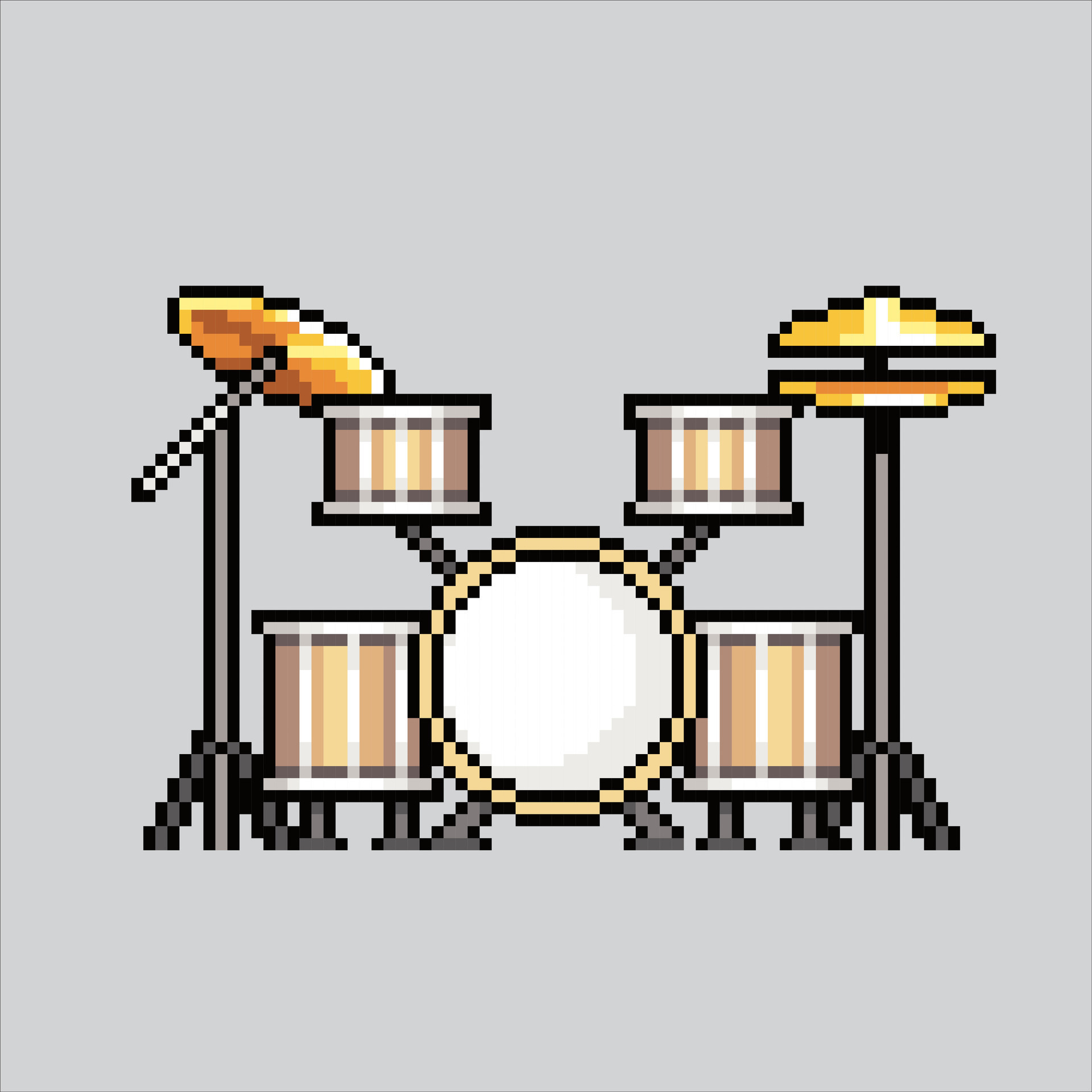 Pixel art illustration Drum Set. Pixelated Drum Set. Drum Set
