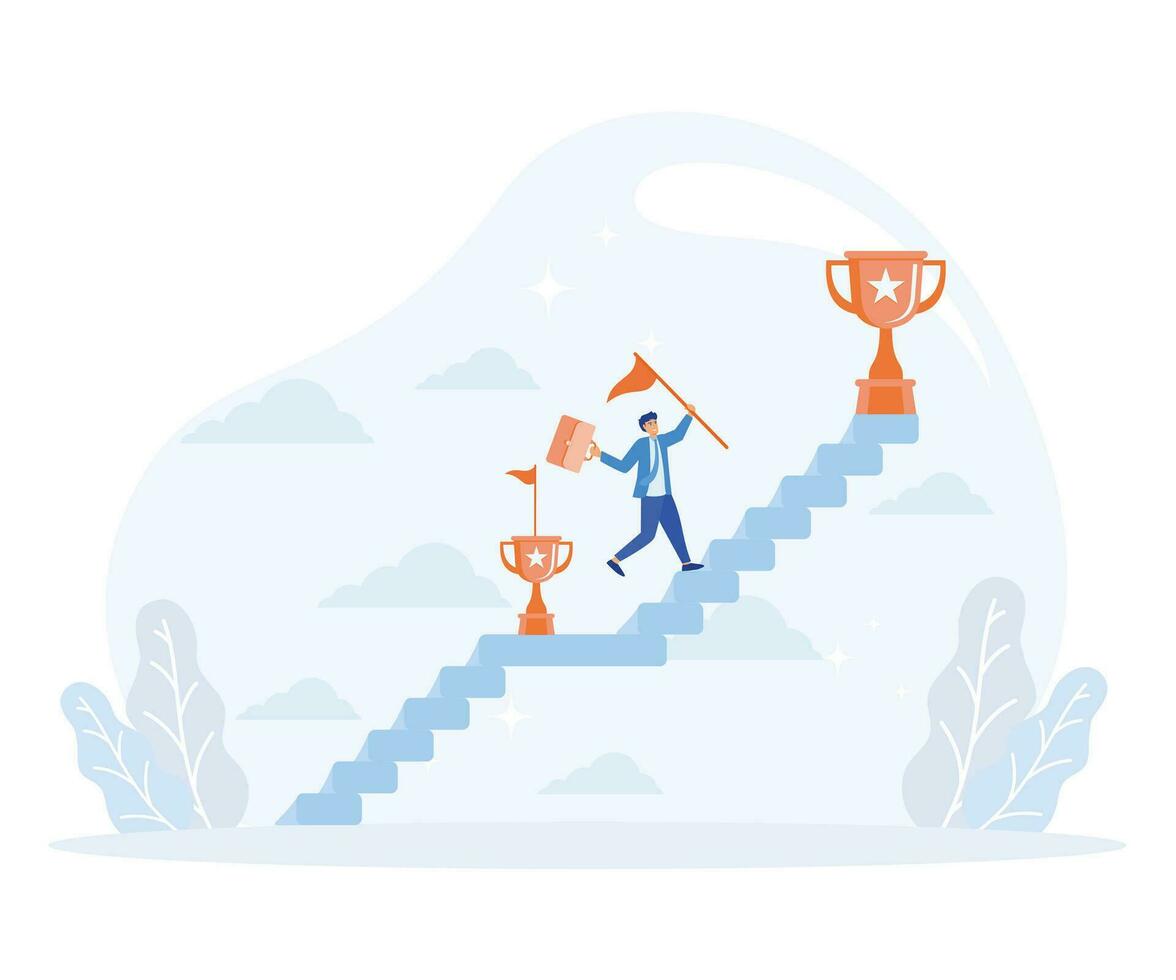 planning to next achievement concept. Continuous self development even after success. flat vector modern illustration