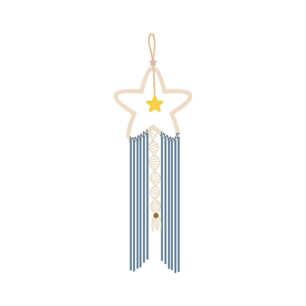 Handmade Macrame Wall Hanging Design Illustration. Macrame Wall Hangings Of Elegant Handmade Home Decoration Made Of Cotton Cord Isolated In White vector