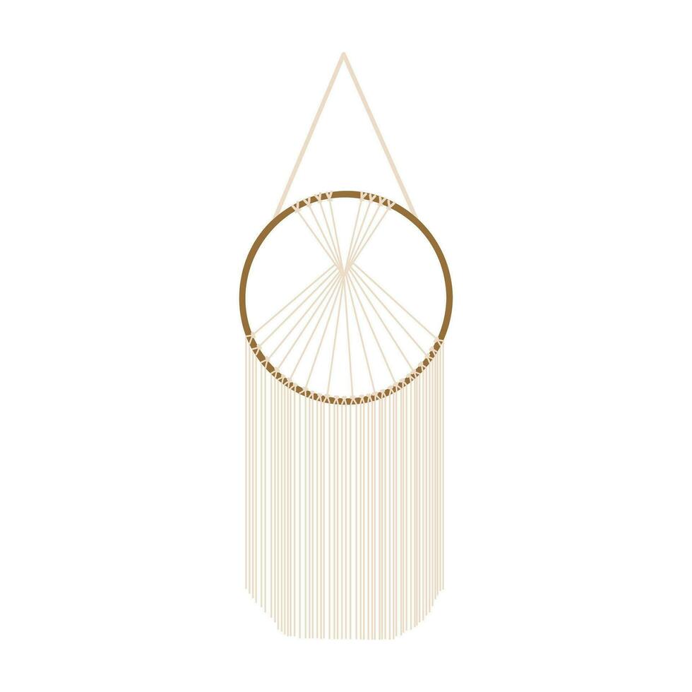 Handmade Macrame Wall Hanging Design Illustration. Macrame Wall Hangings Of Elegant Handmade Home Decoration Made Of Cotton Cord Isolated In White vector