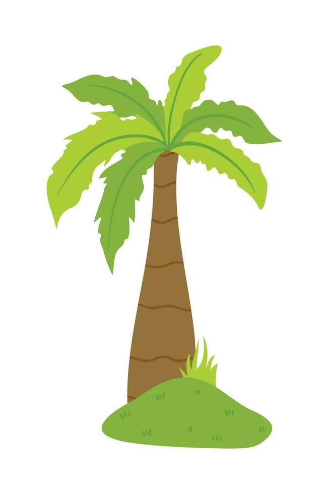 Palm Tree Illustration In Flat Style Isolated In White Background. Tropical Summer Plant Illustration. vector