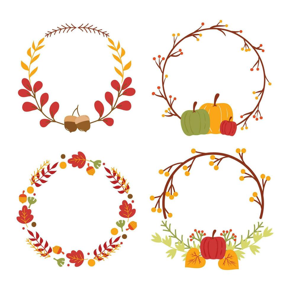 Autumn Fall Floral Frame Decoration Design For Invitations, Cards, Monograms, etc. vector
