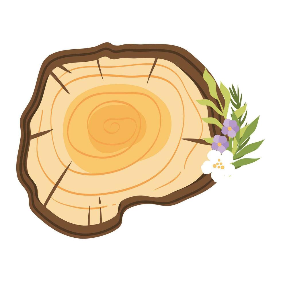 Wood Slice Illustration. Hand Drawn Vector Illustration Wooden Slice. Pre-made Wood Slice Design, Rustic Wood Slice Clipart.