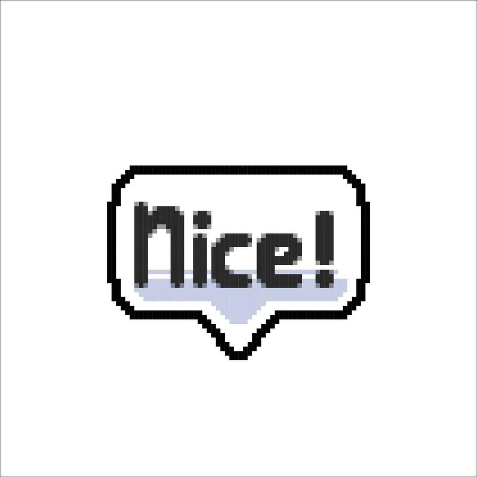 nice text in comic bubble in pixel art style vector