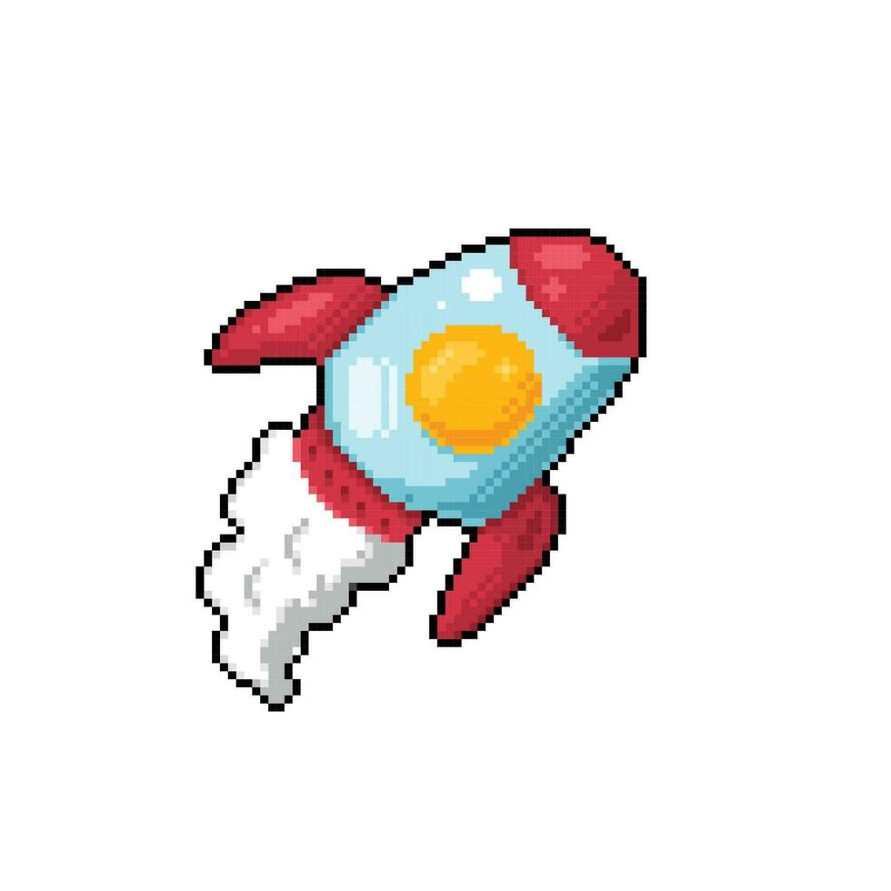 a rocket in pixel art style vector