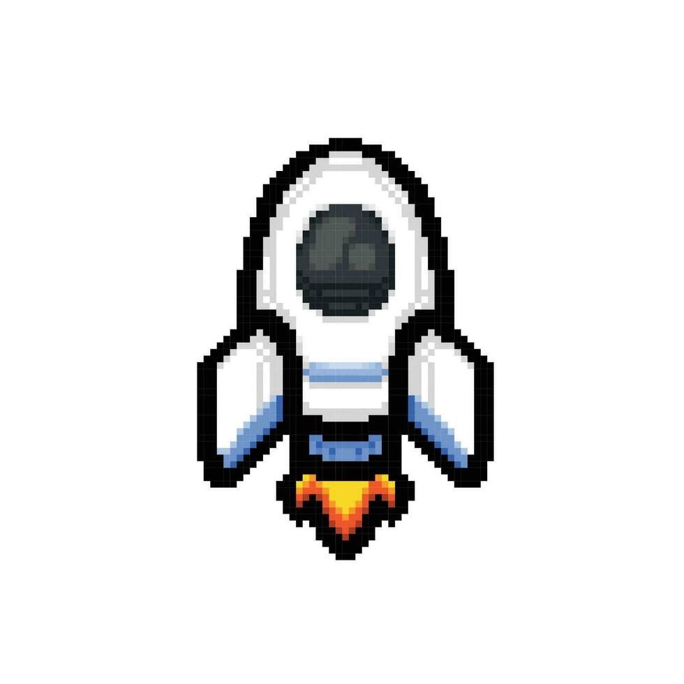 rocket ship in pixel art style vector
