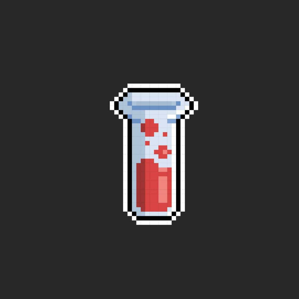 red liquid bottle in pixel art style vector