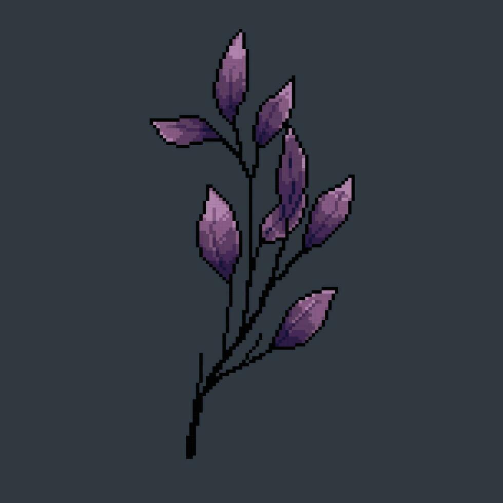 púrpura hoja en píxel Arte estilo vector