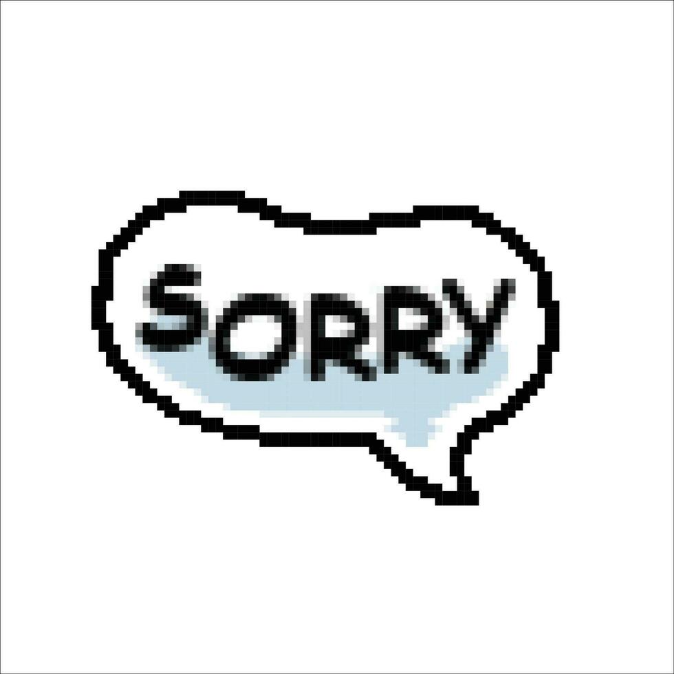 sorry bubble speech in pixel art style vector