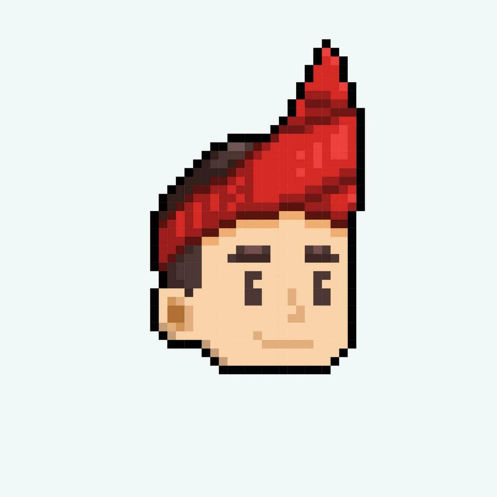 male head wearing traditional bandana in pixel art style vector