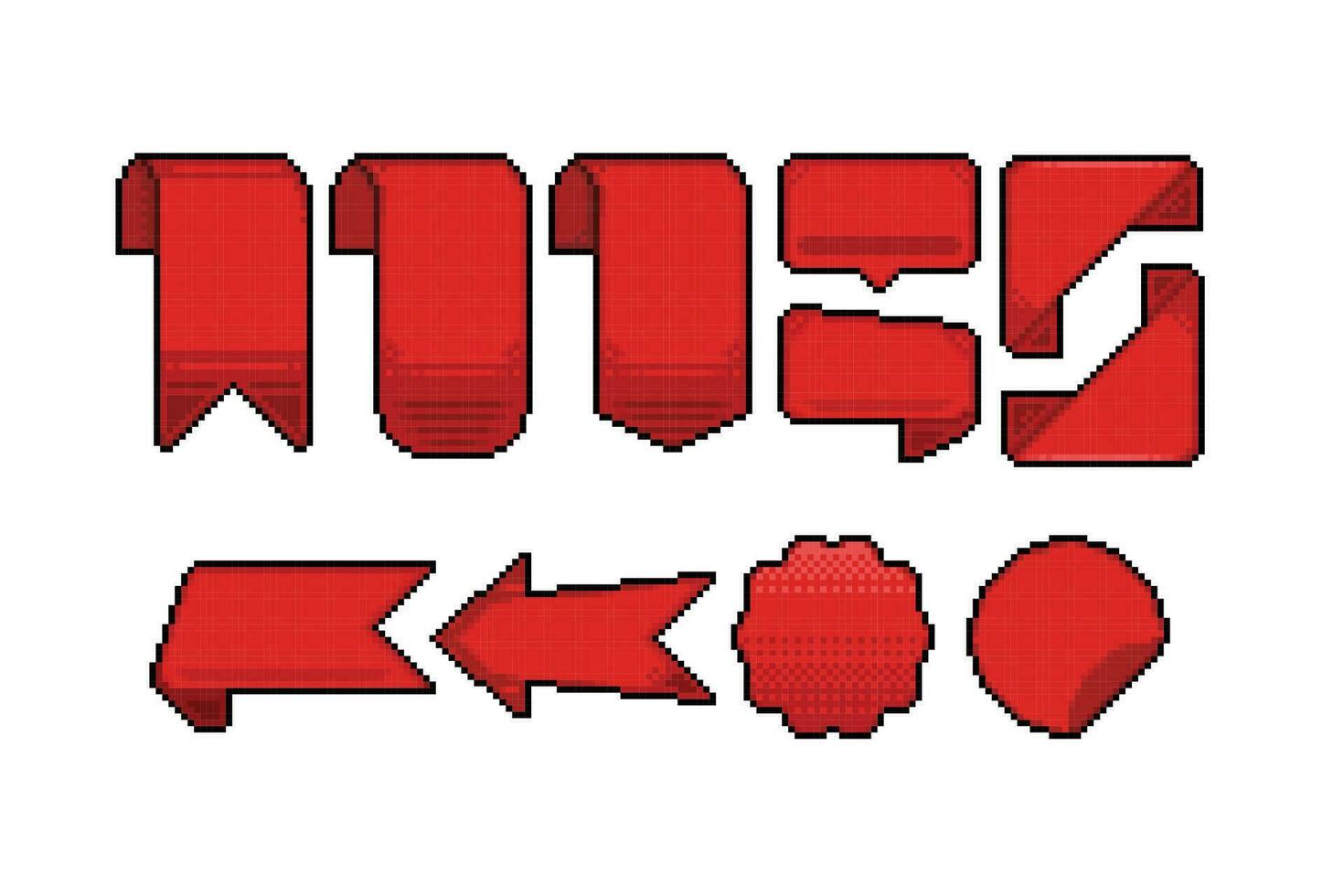 red banner tag in pixel art style vector
