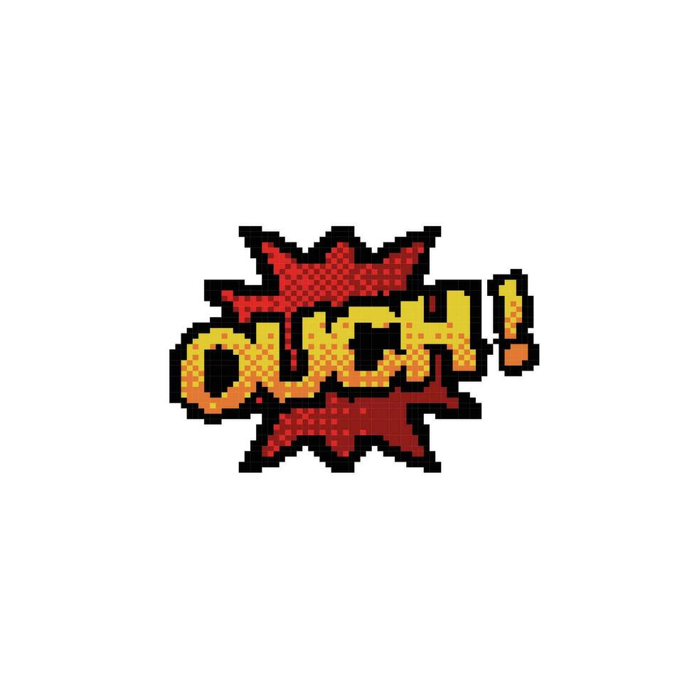 ouch comic effect in pixel art style vector